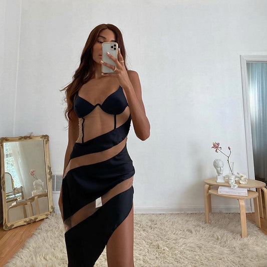 Almost Nude Sexy Mesh Strap Dress  Sunset and Swim   