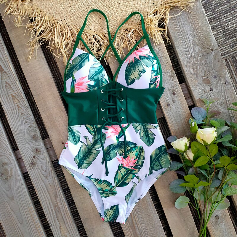 Luxury Corset Slimming Design Swimsuit Sunset and Swim Green S 