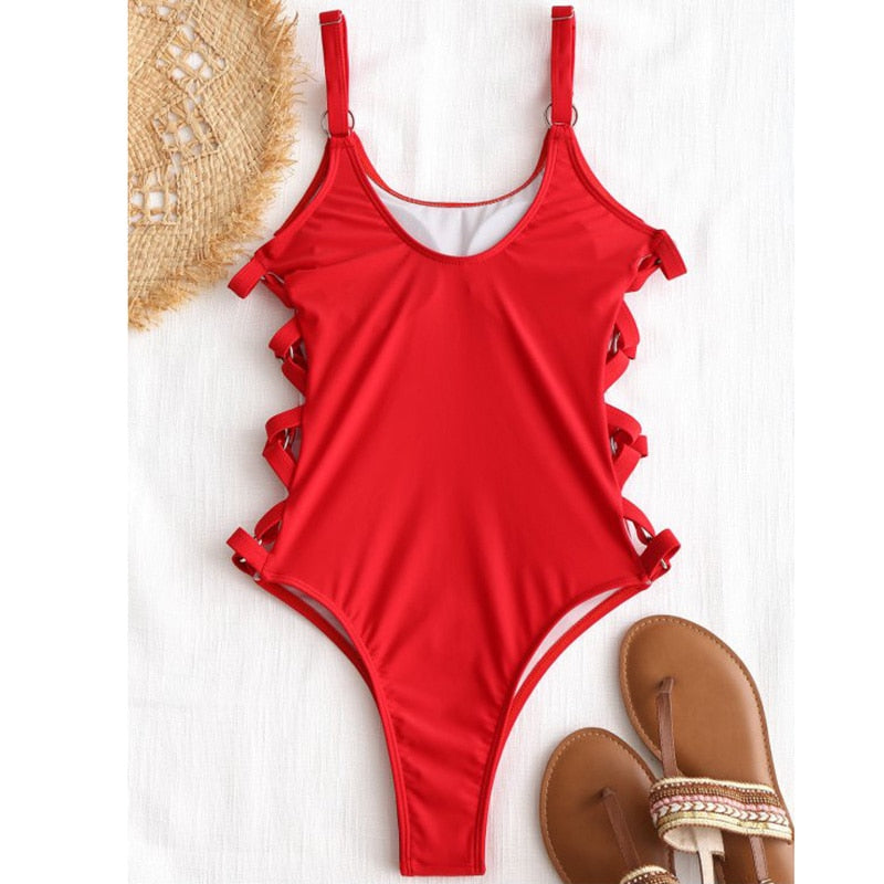 Sunset and Swim Hollow Out One Piece Swimsuit