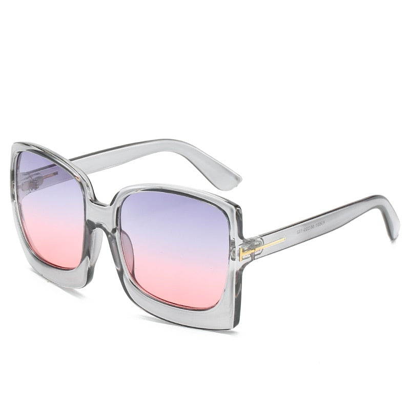 Monaco Oversized Square Sunglasses UV400  Sunset and Swim Clear pink  