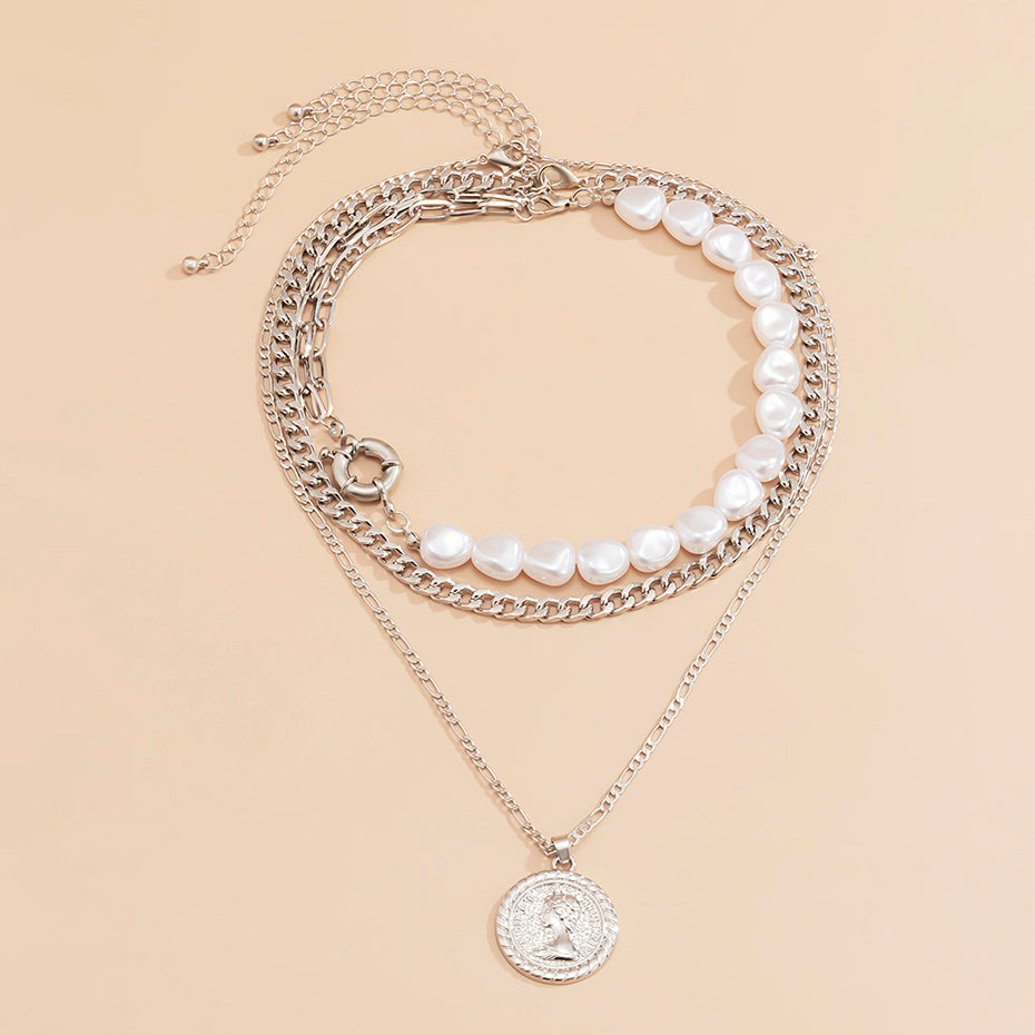 Paradise Lost Pearl Coin Pendant Necklace  Sunset and Swim   