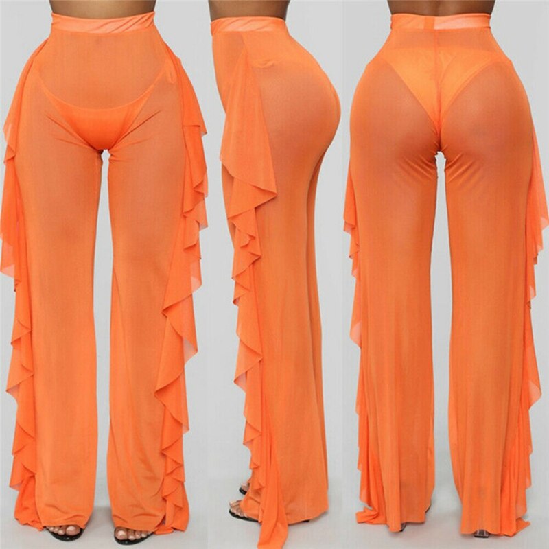 Greece Goddess Bikini Cover Up Beach Pants  Sunset and Swim Orange S 
