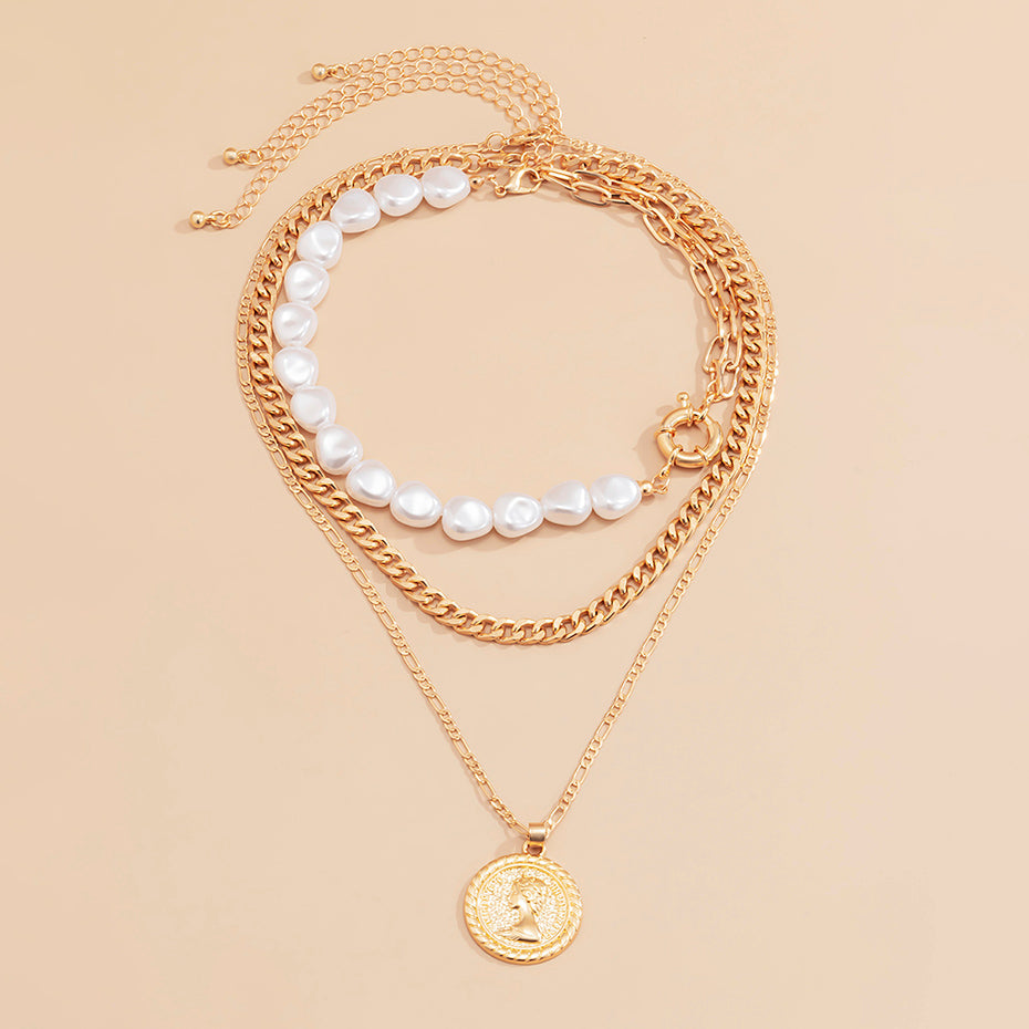 Paradise Lost Pearl Coin Pendant Necklace  Sunset and Swim   