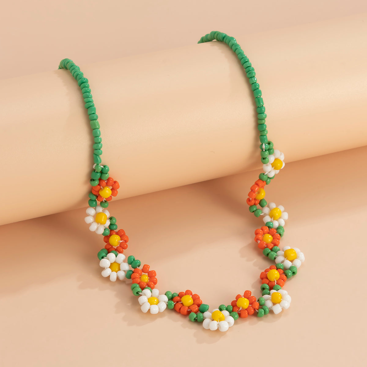 Trendy Flower Passion Beads Choker Necklace  Sunset and Swim   