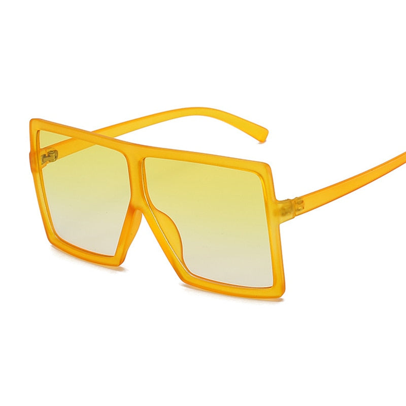 Golden Horizon Sunnies Oversized Square Sunglasses For Women  Sunset and Swim Double Yellow  