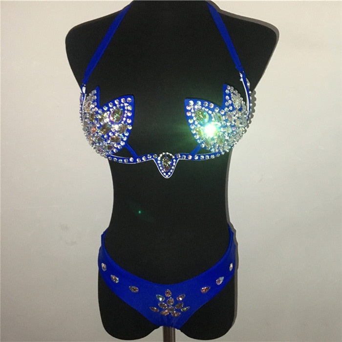 Ibiza Crystal Queen Diamonds Bikini Sunset and Swim Blue S 