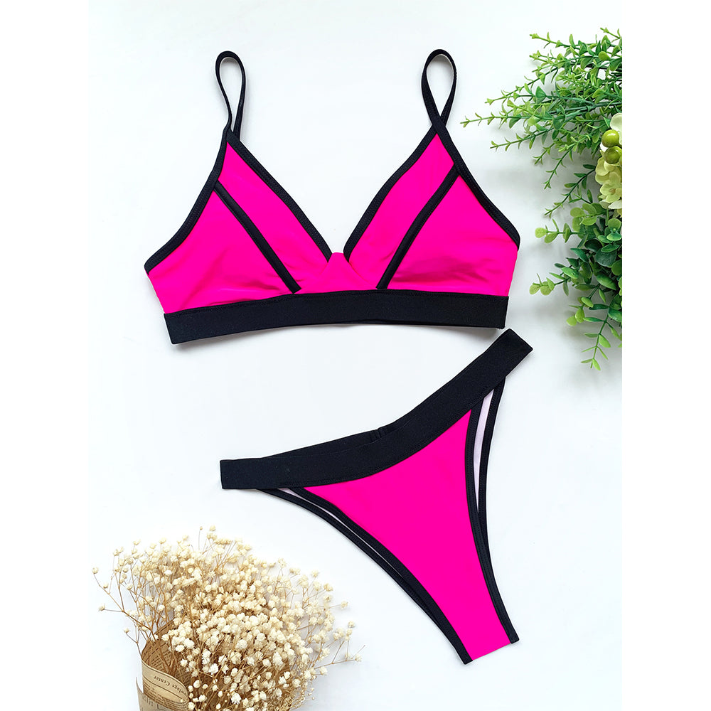 New Sexy Splicing Two Piece Bikini Set  Sunset and Swim   