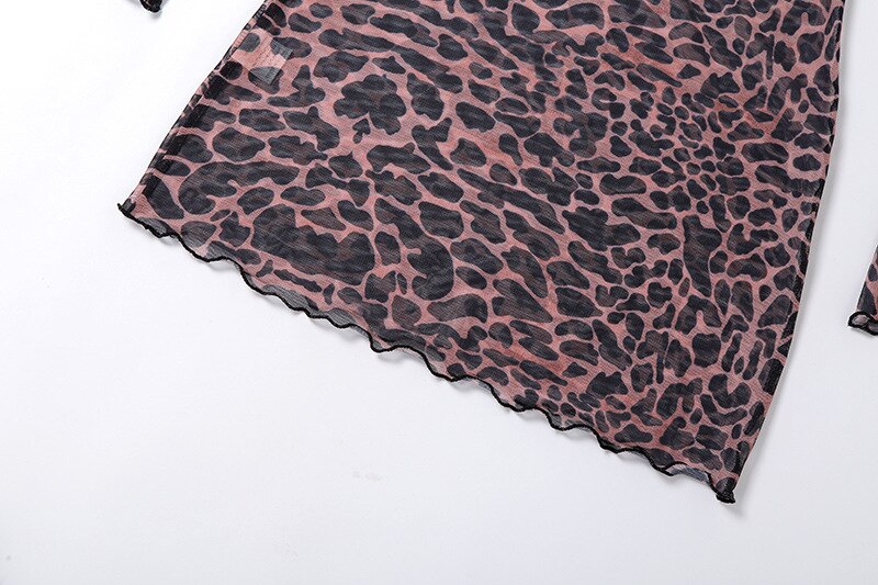 Long Sleeve Mesh Leopard Backless Beach Cover Up Dress – Sunset