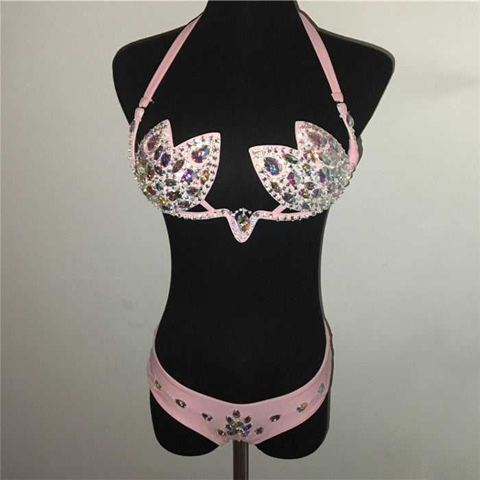 Ibiza Crystal Queen Diamonds Bikini Sunset and Swim Pink S 