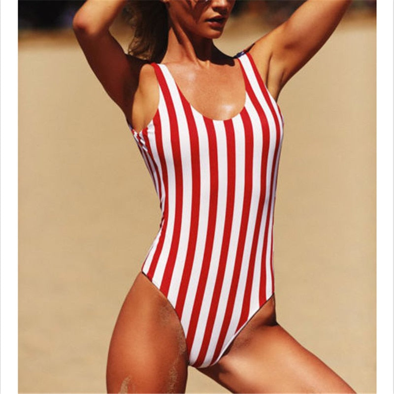 New Striped One-Piece Blue Red Black Swimsuit Sunset and Swim   