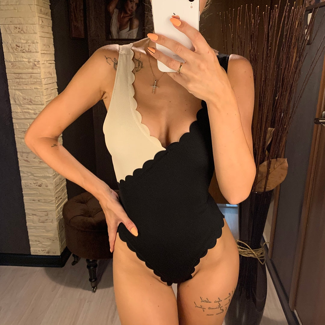 Sexy Scalloped One Piece Swimsuit  Sunset and Swim   