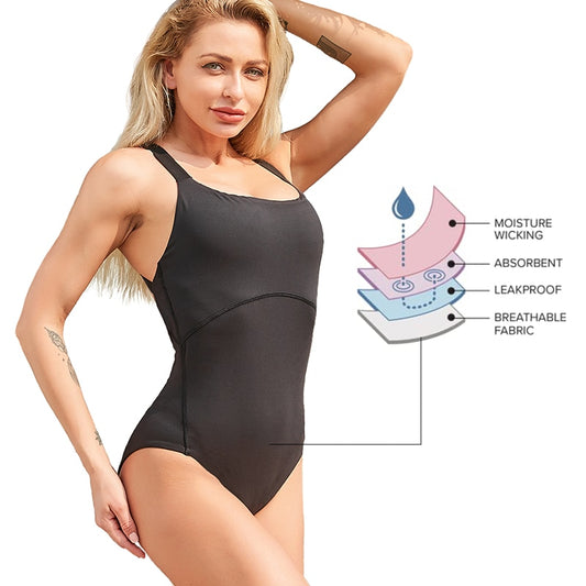 Cross Back One Piece Swimsuit SecureSwim® Period Swimwear  Sunset and Swim   