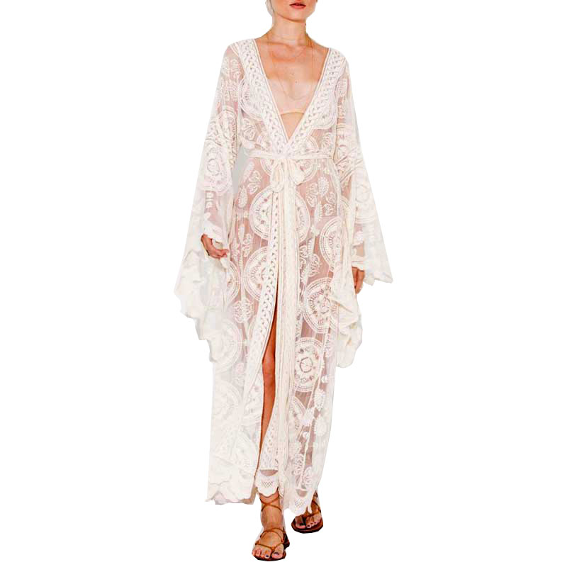 Sunset and Swim Embroidered Boho Mesh Cover Up  Sunset and Swim   