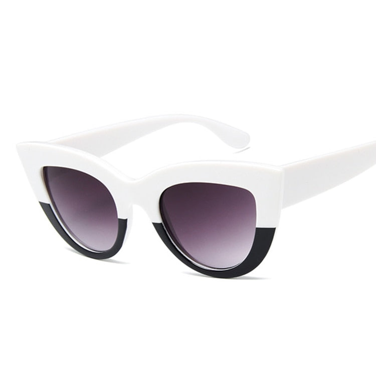 Diamond Oasis Cat Eye Sunglasses UV400  Sunset and Swim White black  