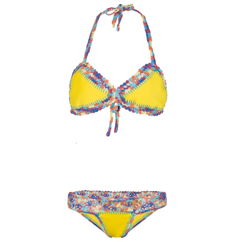 Sun Gaze Premium Halter Triangle Crochet Bikini  Sunset and Swim   