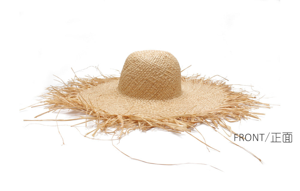 Vacation Time Handmade Large Straw Sun Hat  Sunset and Swim   
