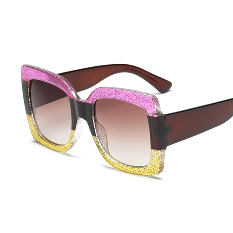 Sunset and Swim Oversized Square Dual Color Sunglasses  Sunset and Swim Pink yellow  