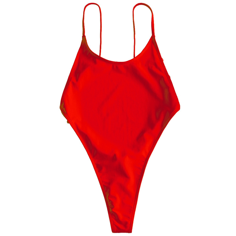 Sexy High Cut Micro Thong One Piece Swimsuit  Sunset and Swim Red S 