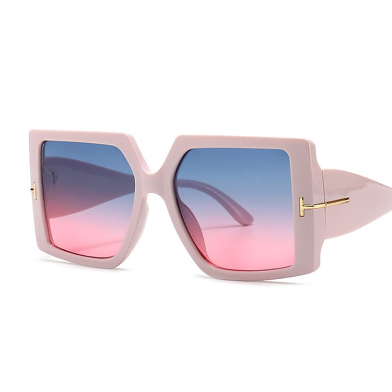 Rome Love Square Oversized Sunglasses for Women  Sunset and Swim Blue Pink  
