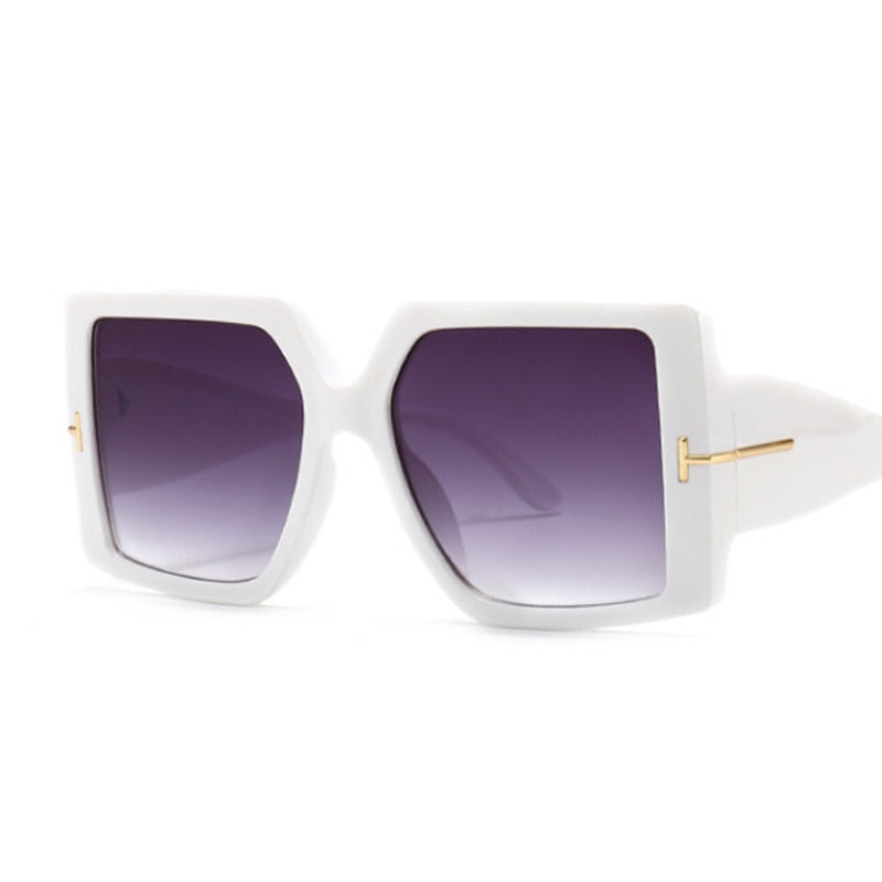 Rome Love Square Oversized Sunglasses for Women  Sunset and Swim White Gray  