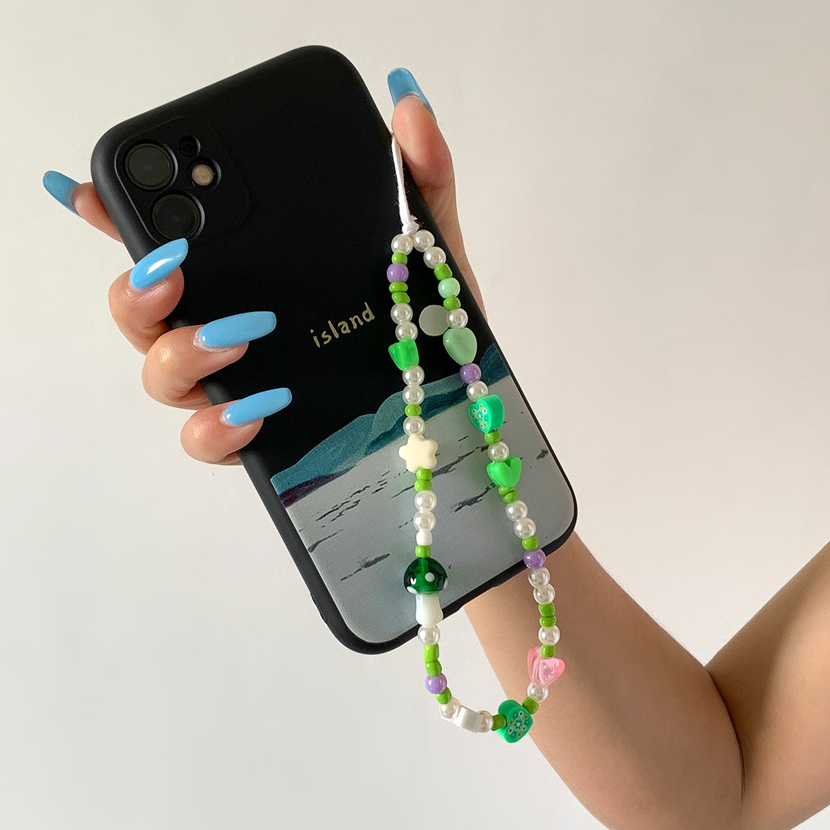 Oh So Charming Trendy Handmade Pearl Deluxe Mobile Phone Strap Phone Case Hanging Cord  Sunset and Swim   