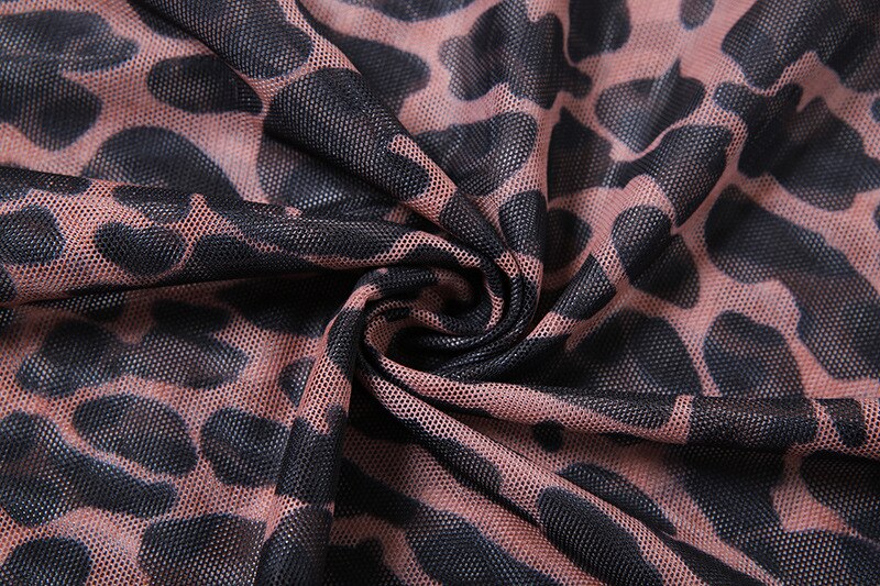 Long Sleeve Mesh Leopard Backless Beach Cover Up Dress – Sunset