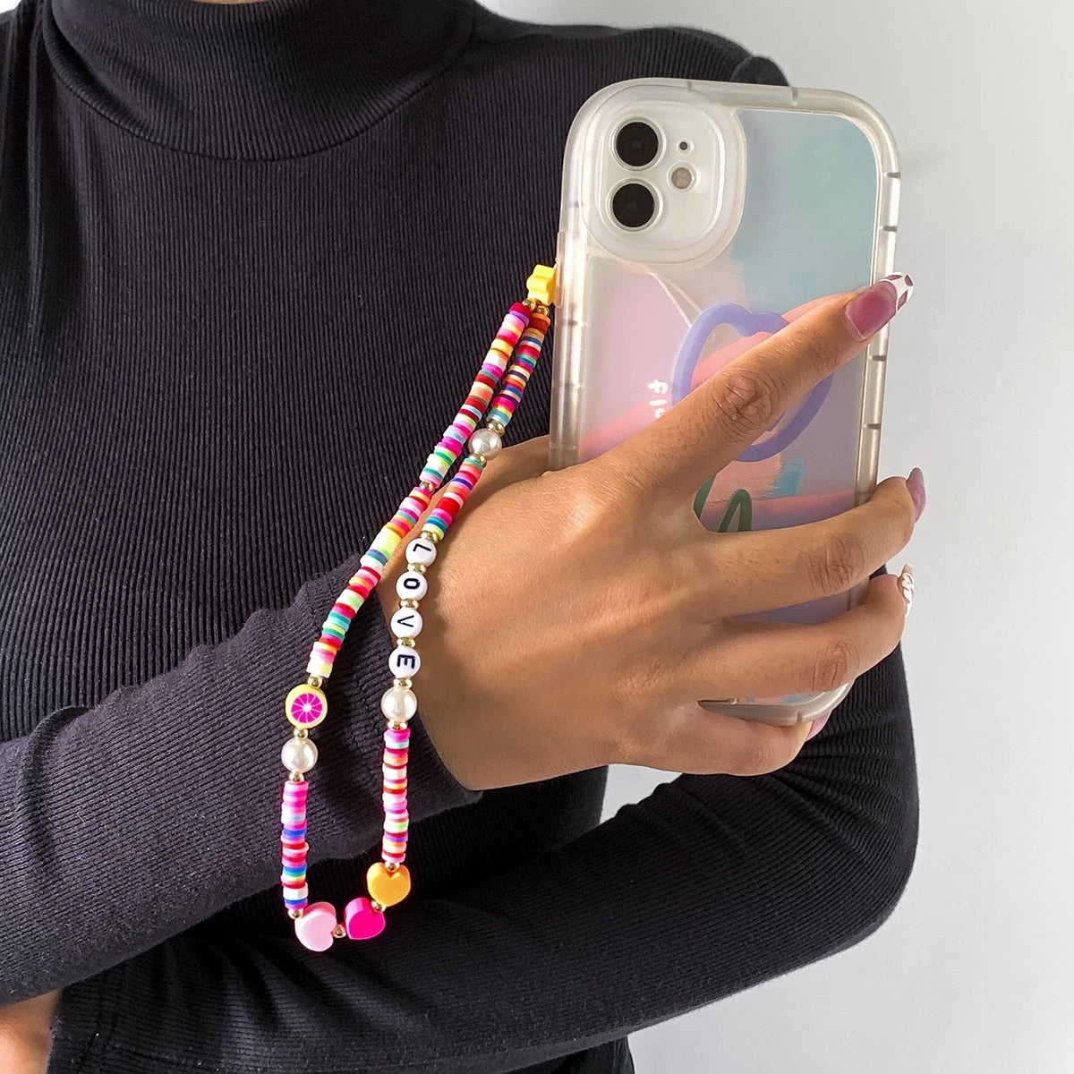 Oh So Charming Trendy Handmade Pearl Deluxe Mobile Phone Strap Phone Case Hanging Cord  Sunset and Swim M00048  