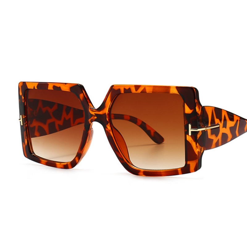 Rome Love Square Oversized Sunglasses for Women  Sunset and Swim Leopard  