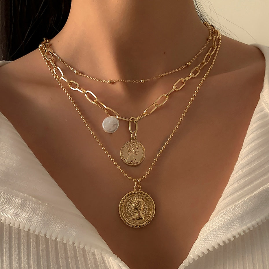 Paradise Lost Pearl Coin Pendant Necklace  Sunset and Swim X01790-G  
