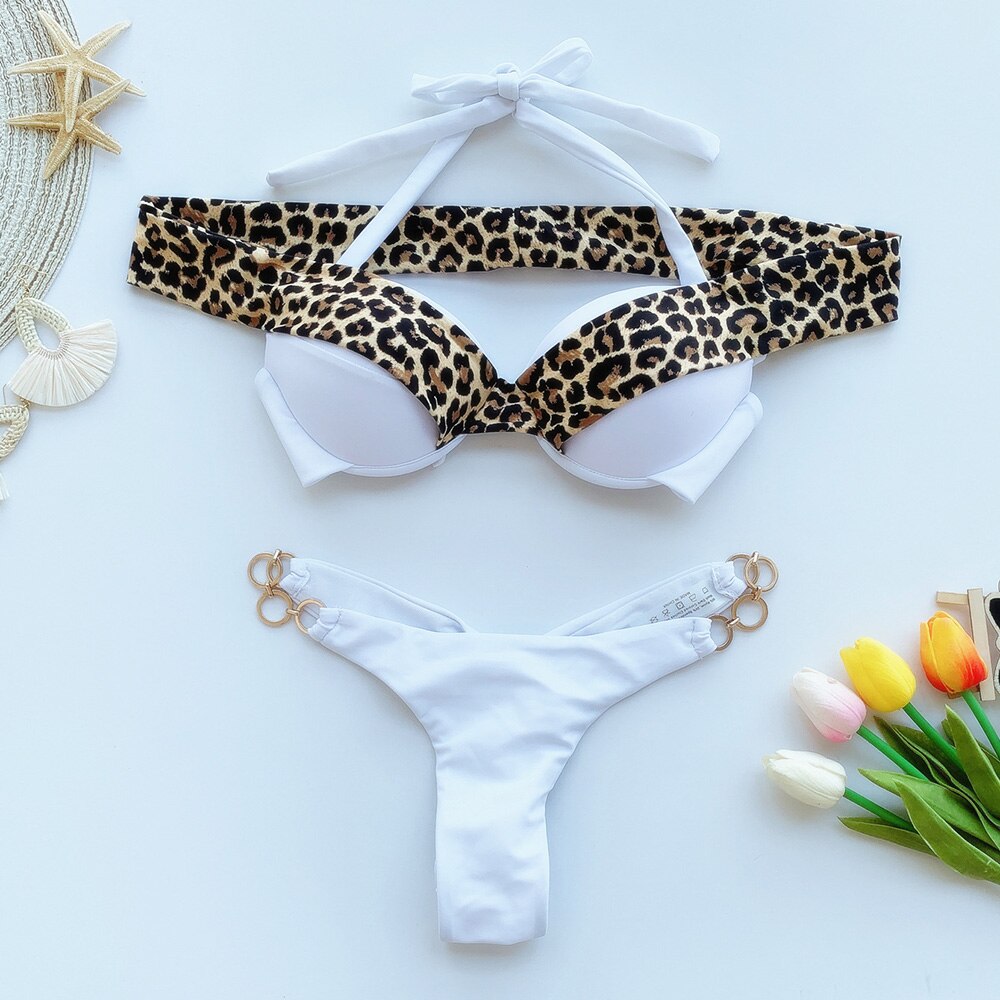 Leopard Deluxe Bling Push Up Thong Bikini  Sunset and Swim   