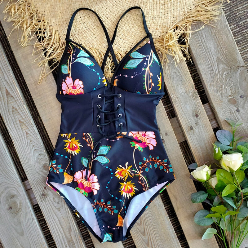 Luxury Corset Slimming Design Swimsuit  Sunset and Swim Black S 