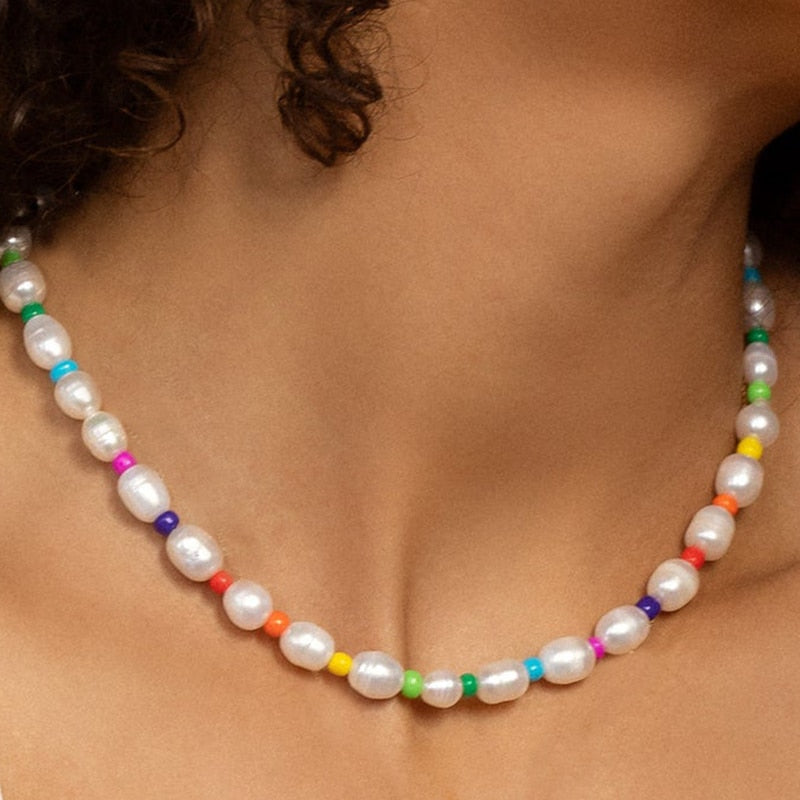 Summer Bloom Bohemian Bead Shell Necklace Sunset and Swim No.3 53997  