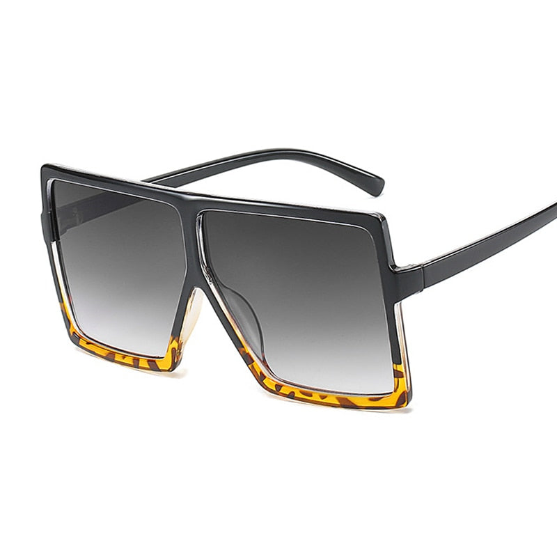 Golden Horizon Sunnies Oversized Square Sunglasses For Women  Sunset and Swim Black Leopard Gray  