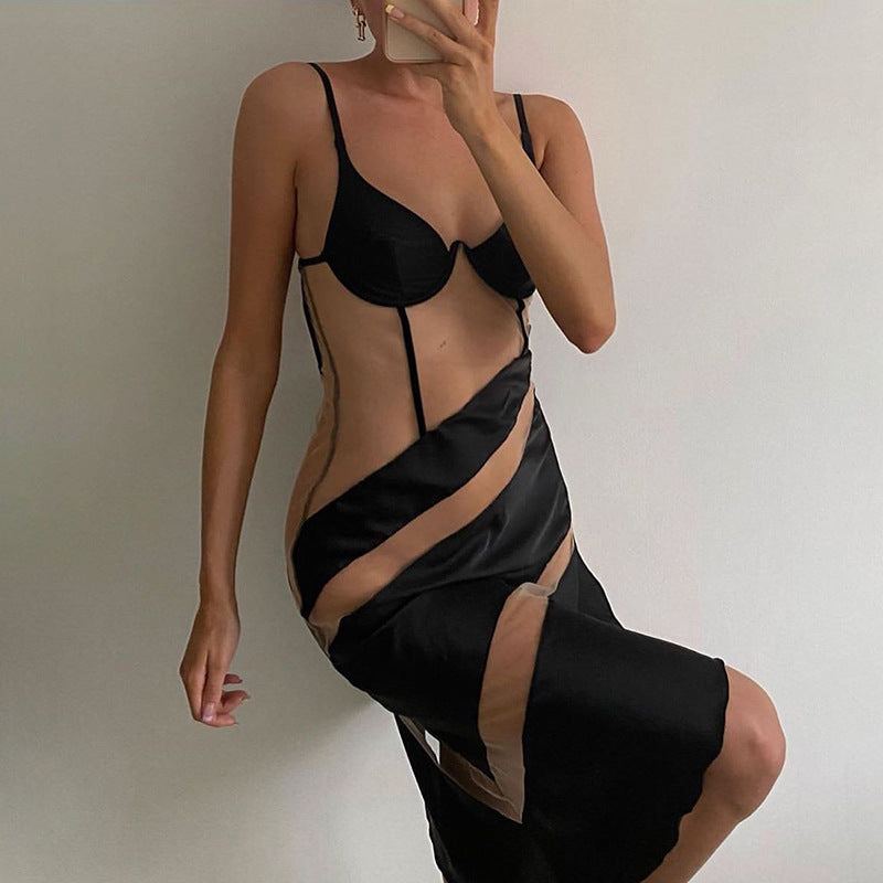 Almost Nude Sexy Mesh Strap Dress  Sunset and Swim   