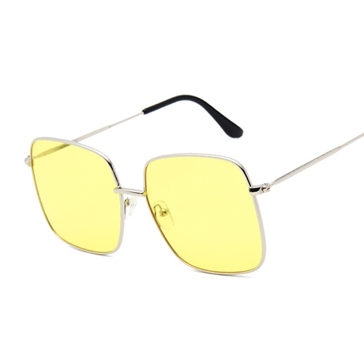 Palm Tree Paradise Square Sunnies  Sunset and Swim Silver/Yellow  