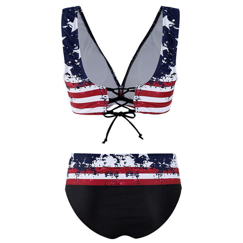 American Flag DD+ Plus Size Padded Bikini  Sunset and Swim   
