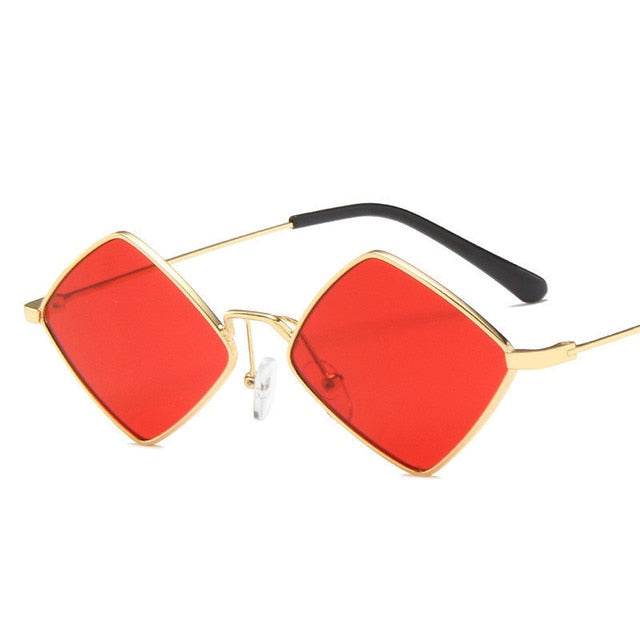 Irregular Vintage Small Frame UV400 Womens Sunglasses  Sunset and Swim gold red  