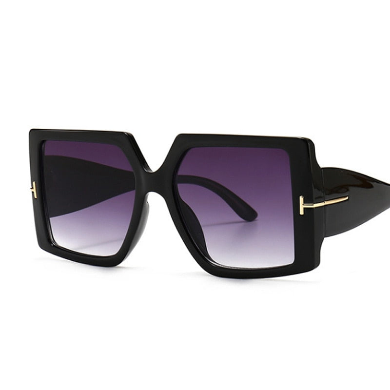 Rome Love Square Oversized Sunglasses for Women  Sunset and Swim Black Gray  