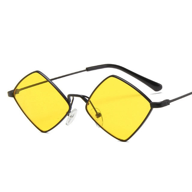 Irregular Vintage Small Frame UV400 Womens Sunglasses  Sunset and Swim black yellow  