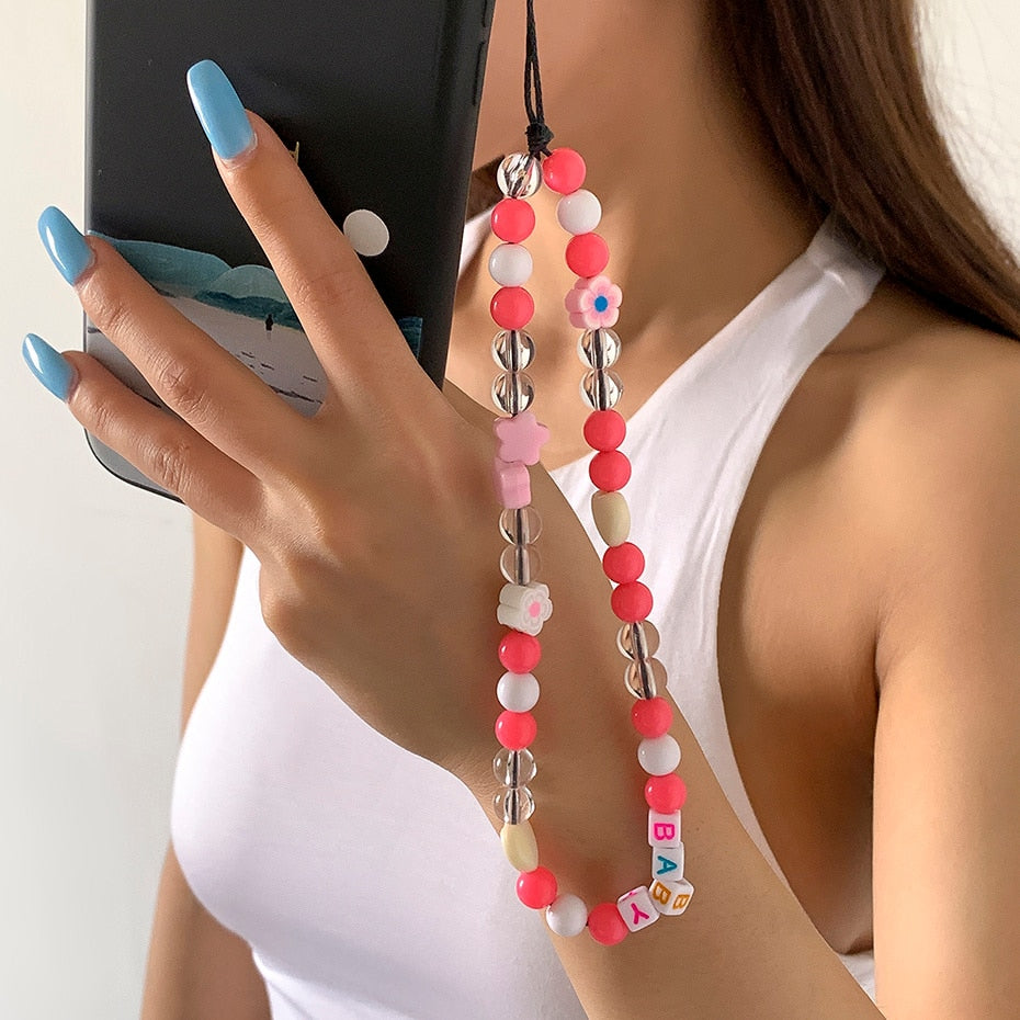Oh So Charming Trendy Handmade Pearl Deluxe Mobile Phone Strap Phone Case Hanging Cord  Sunset and Swim M00033  