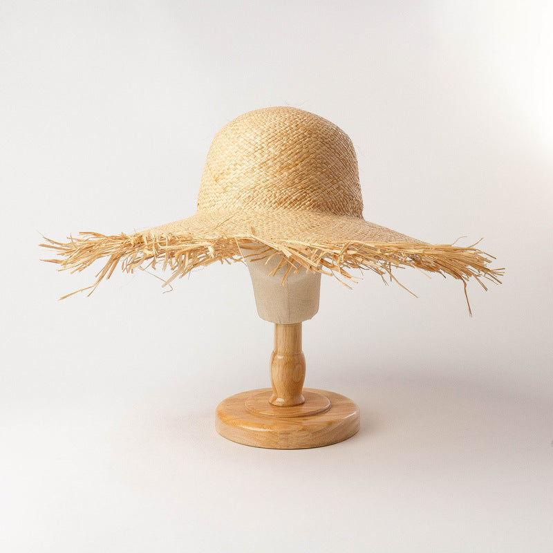 Vacation Time Handmade Large Straw Sun Hat  Sunset and Swim   