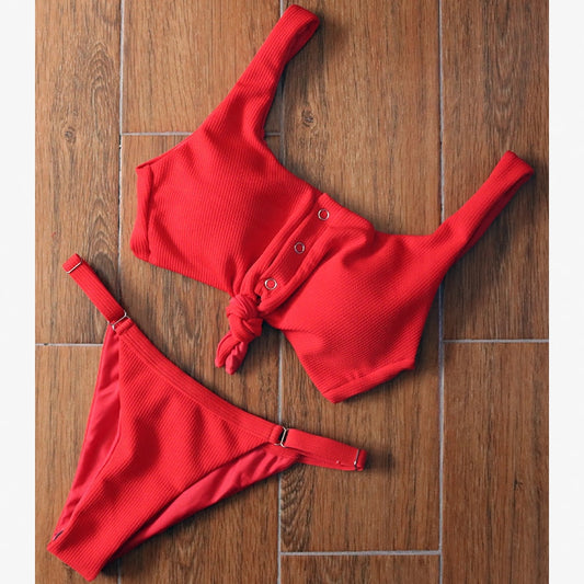 New Brazilian Bandage Push Up Padded Bikini  Sunset and Swim Red S 