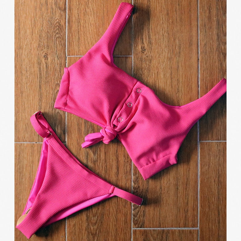 New Brazilian Bandage Push Up Padded Bikini  Sunset and Swim Rose S 