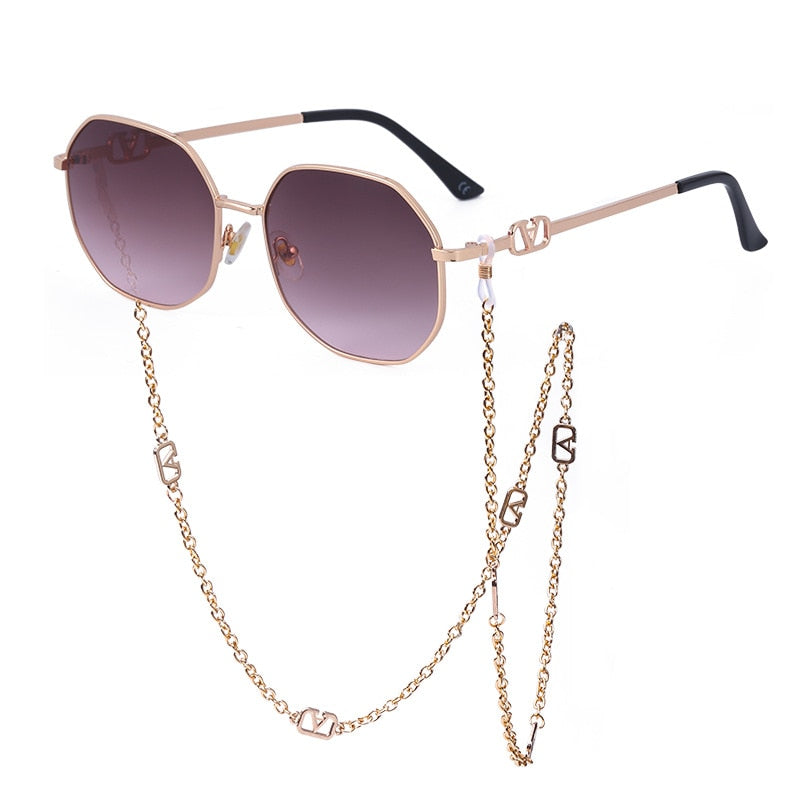 Sunshine Goddess Punk Sunglasses with Chain  Sunset and Swim D6 chain sunglasses  