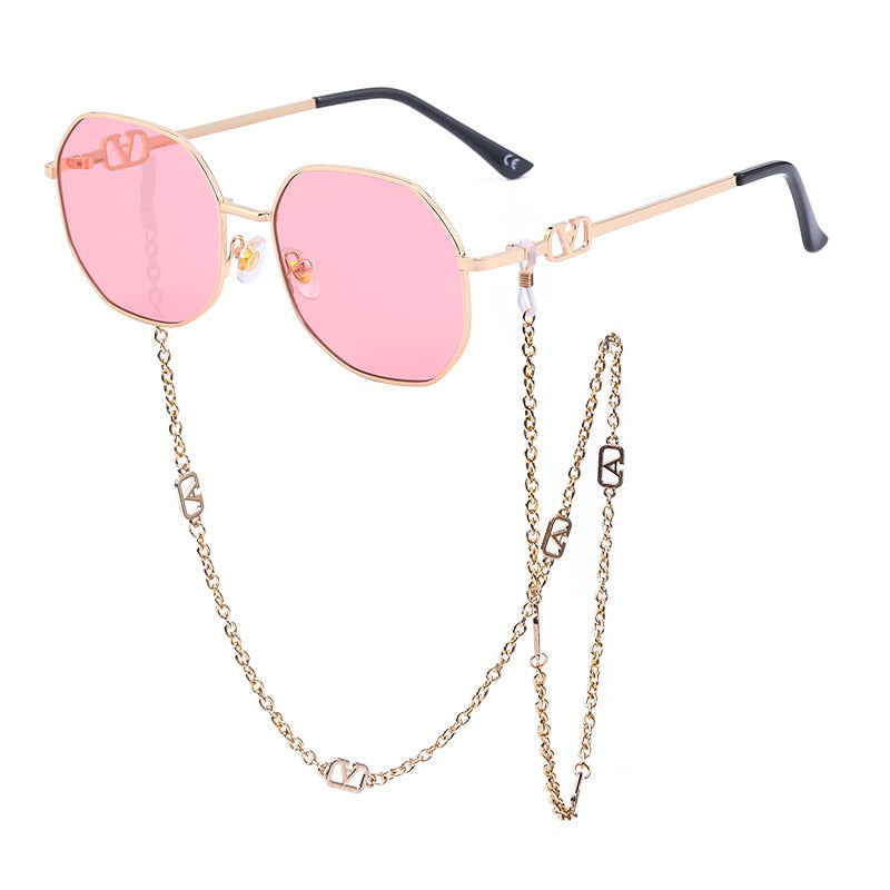 Sunshine Goddess Punk Sunglasses with Chain  Sunset and Swim D4 chain sunglasses  