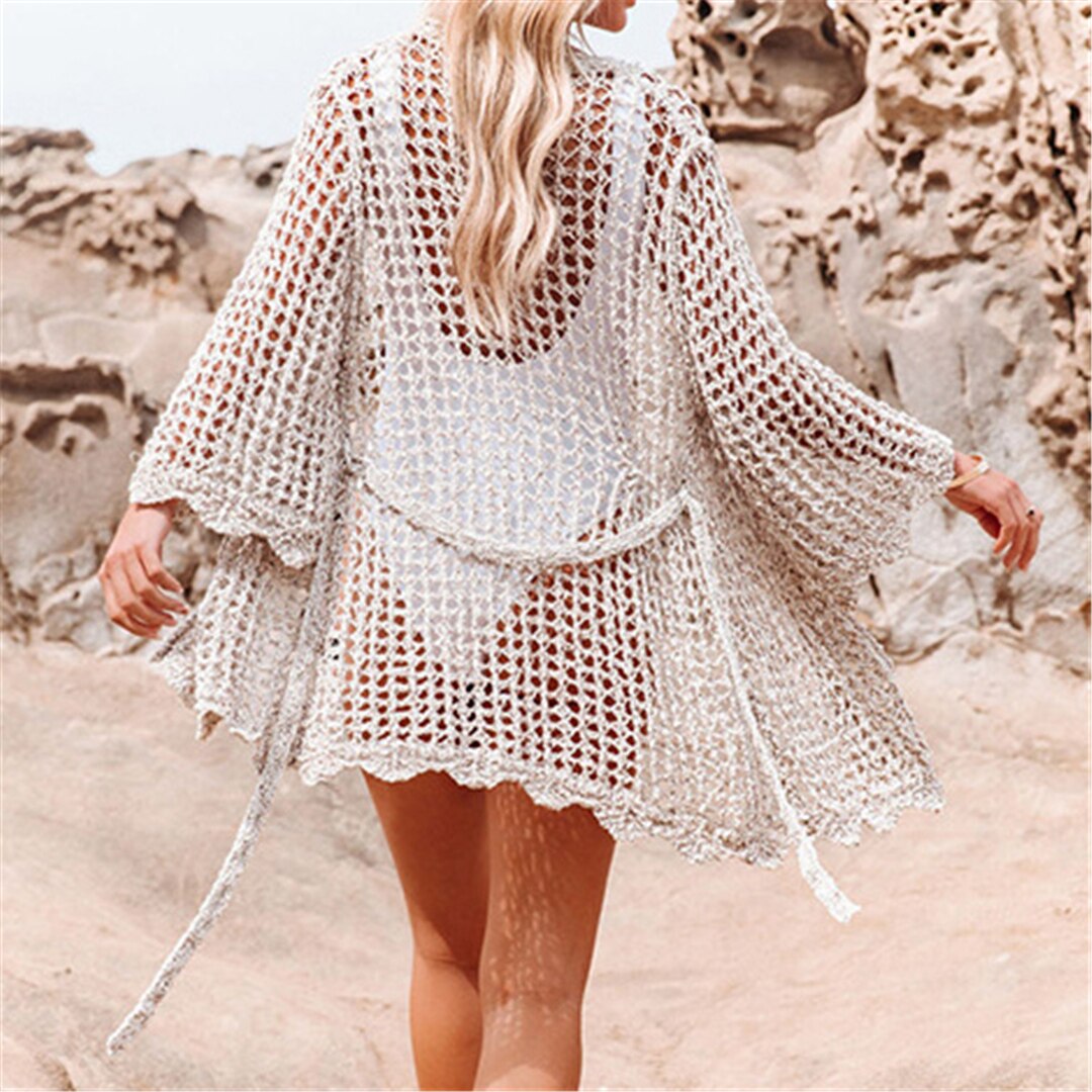 Amelia See Through Crochet Beach Cover Up  Sunset and Swim   