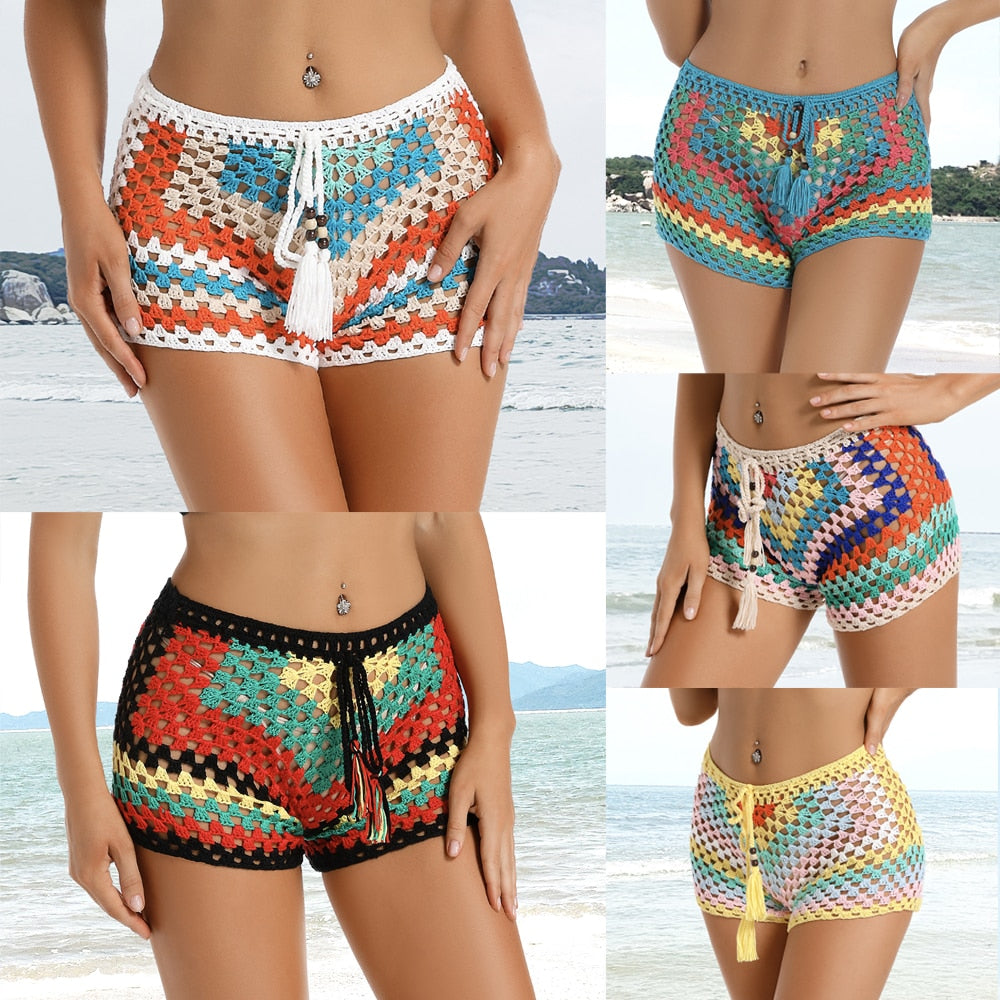 Radiant Waves Handmade Crochet Rainbow Bikini Bottom Sunset and Swim   