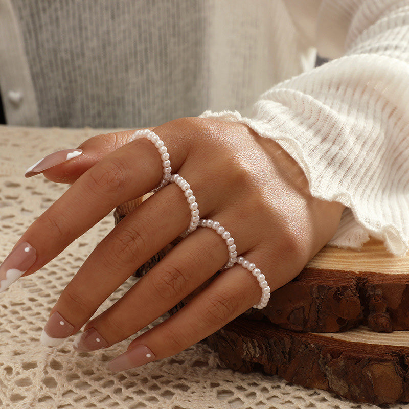 Celestial Pearls Boho Knuckle Rings Set  Sunset and Swim   
