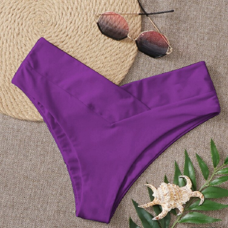 Sunset and Swim S-XL High Waist Women Bikini Bottom Bikini Separates  Sunset and Swim 04 Purple S 