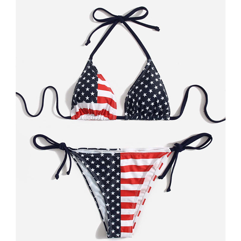 American Flag Bikini Set, USA Patriotic Stars Stripes Red White